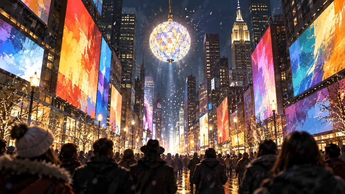 Conceptual illustration of New Year lights in Manhattan