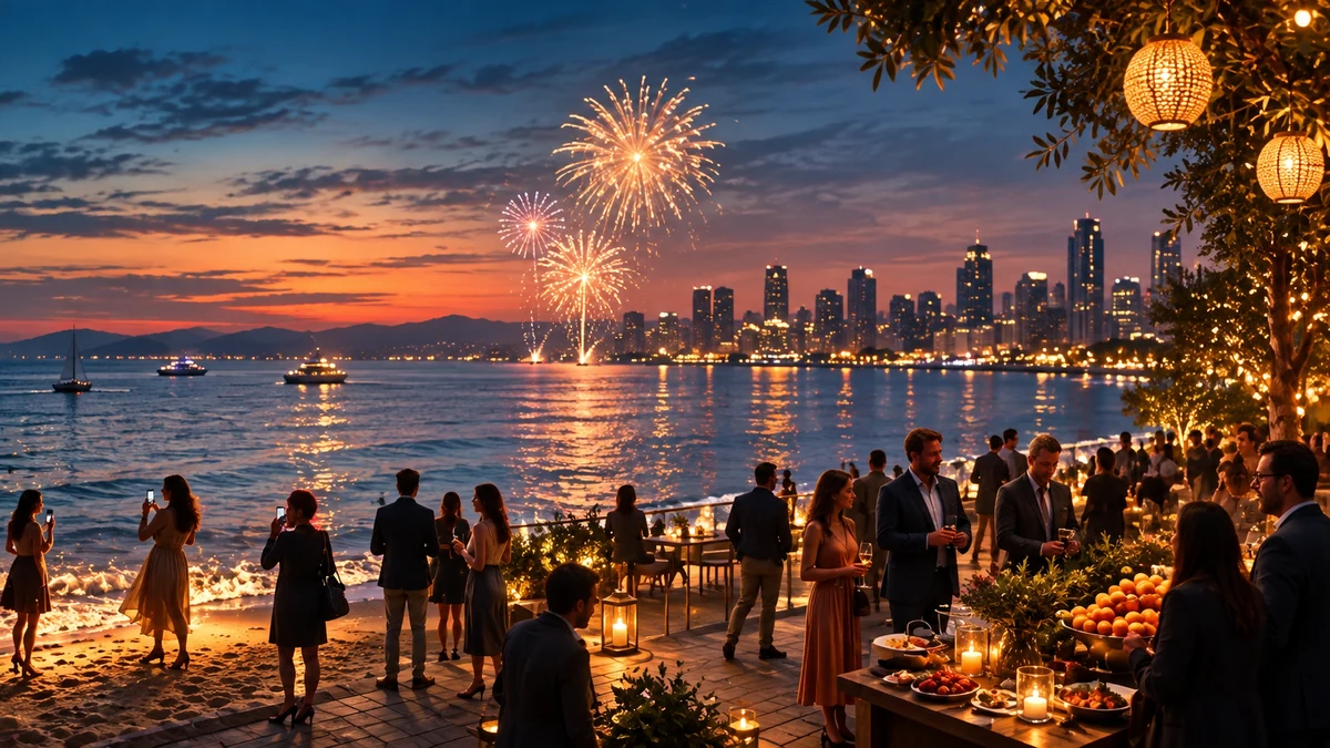 Conceptual scene inspired by New Year customs around the world