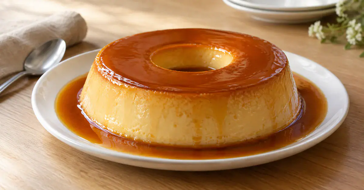 Condensed milk flan with caramel sauce