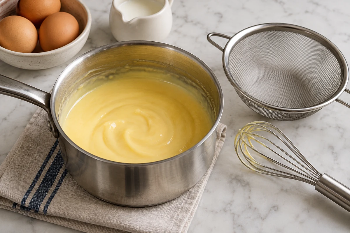 Cooked gemada with a fine sieve and whisk