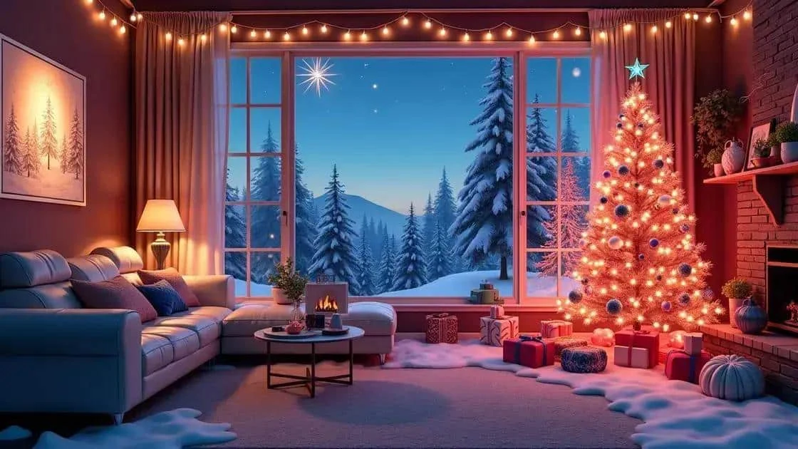 Cosy living room decorated for Christmas