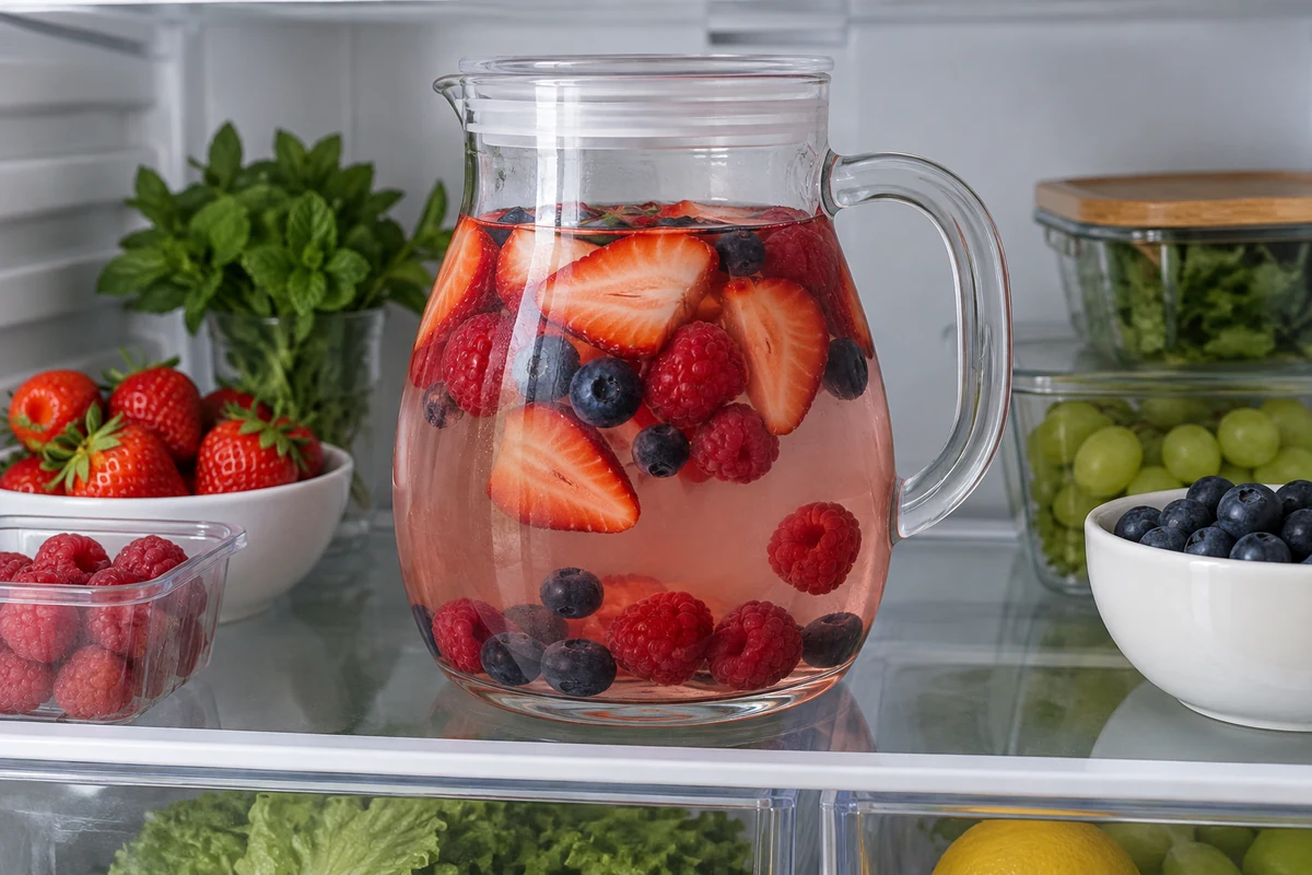 Covered berry clericot base stored in the fridge
