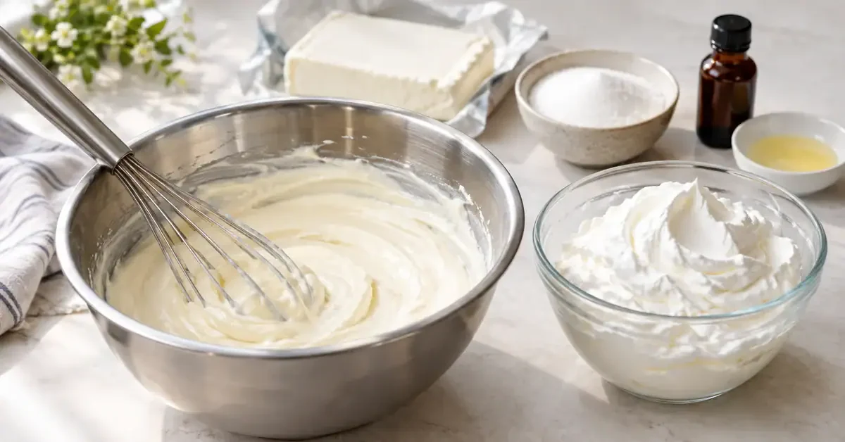 Cream cheese filling ingredients with whipped cream