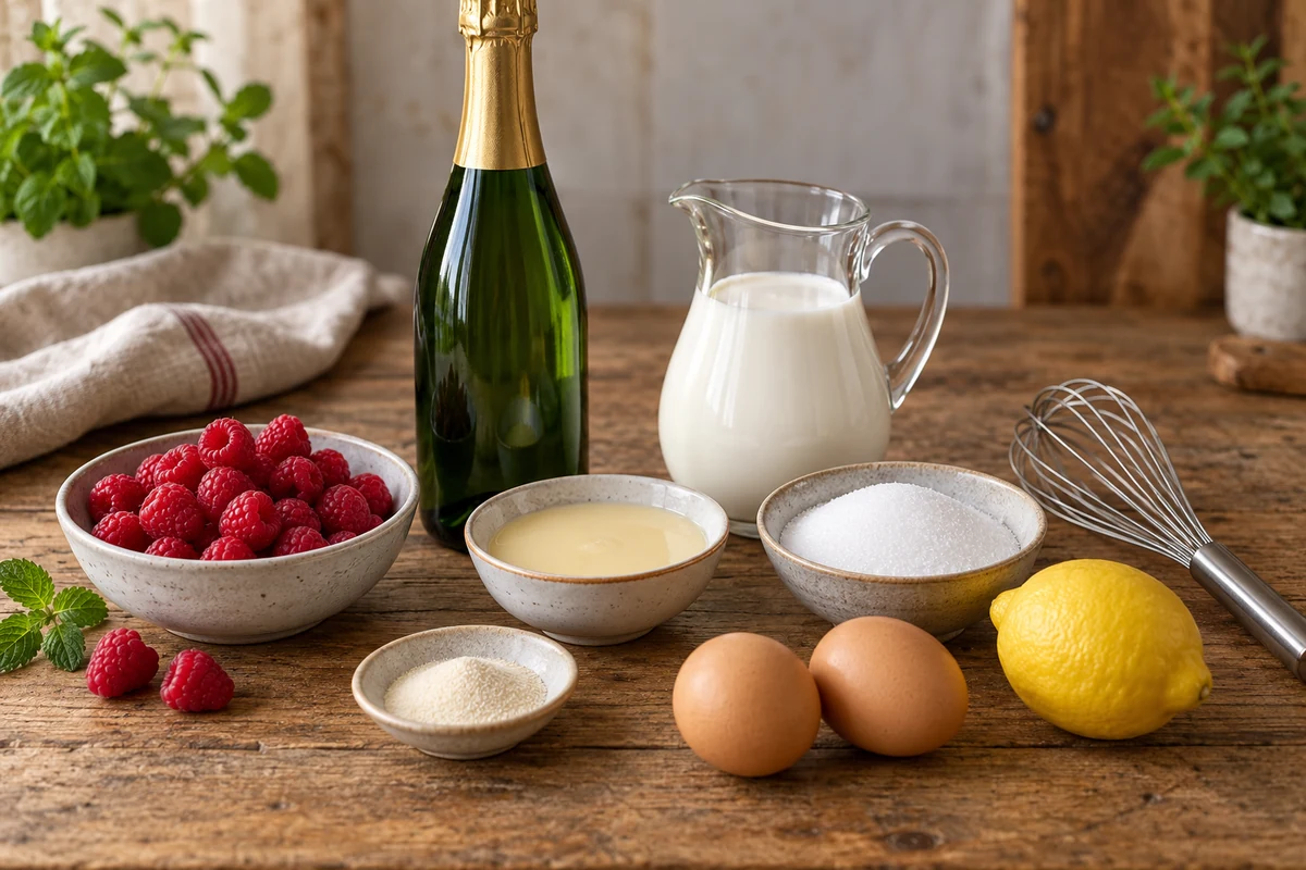 Cream, condensed milk and sparkling wine for a festive mousse