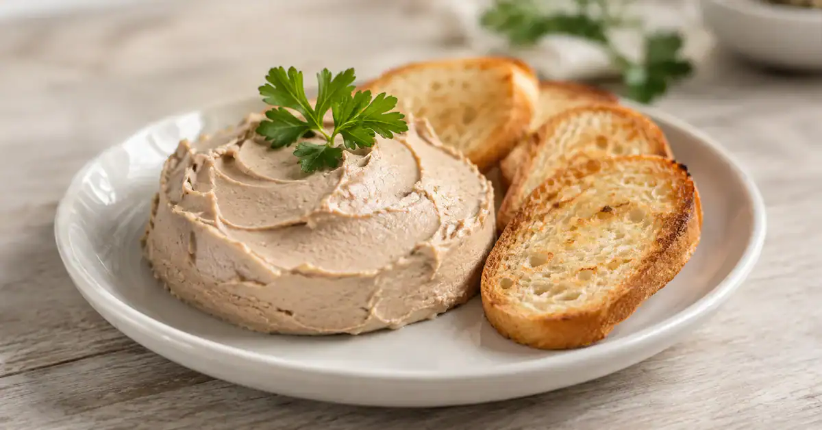 Creamy chicken pâté ready to serve