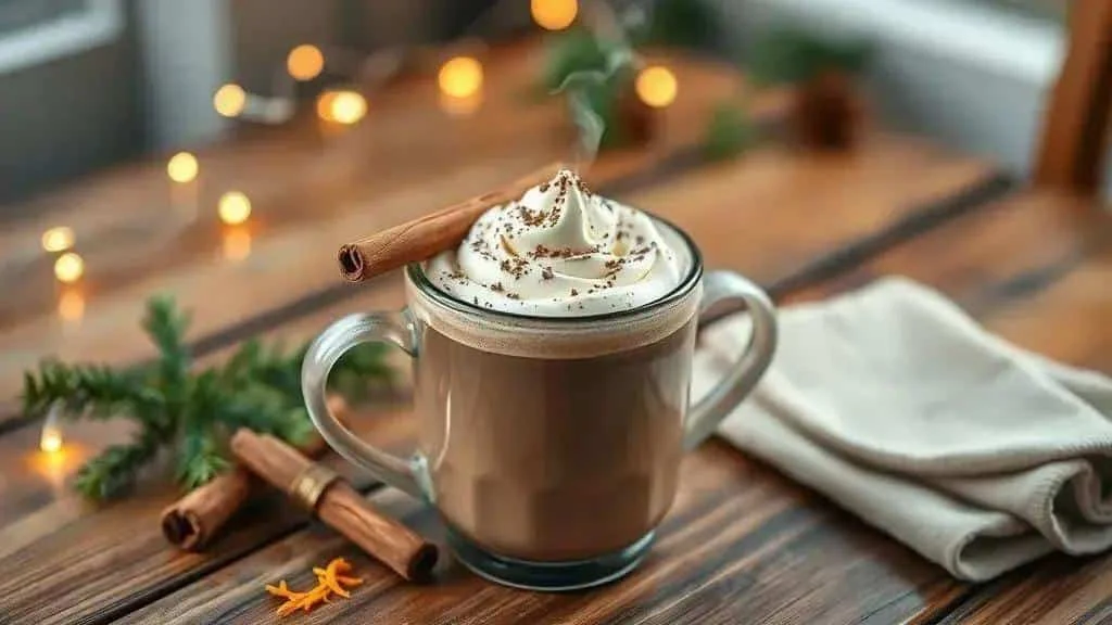 Creamy Christmas hot chocolate with whipped cream
