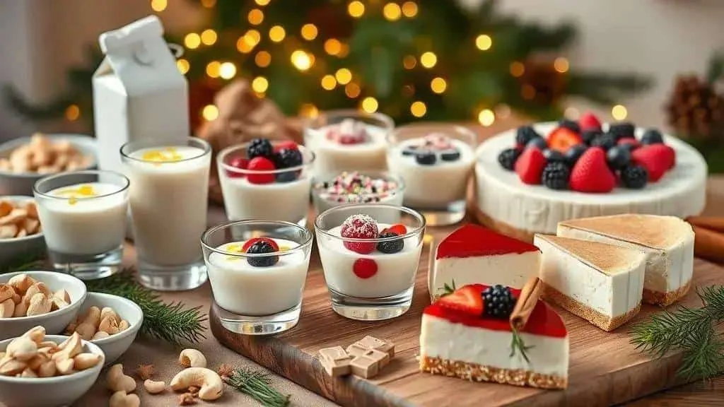 Creamy desserts with berries, nuts and biscuit bases