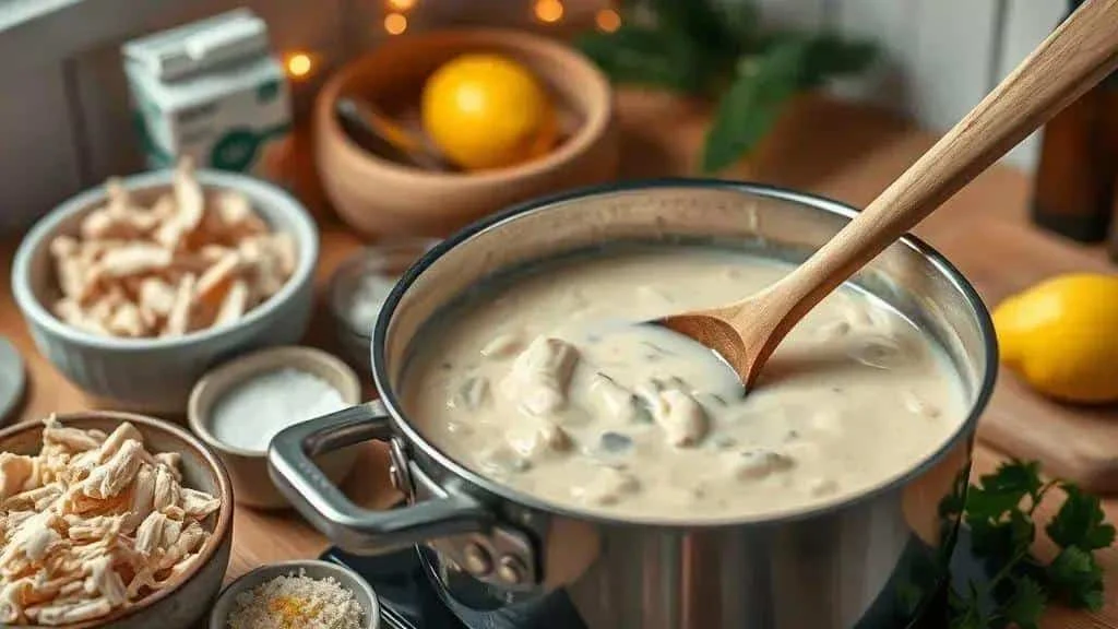 Creamy filling for a Brazilian chicken pie