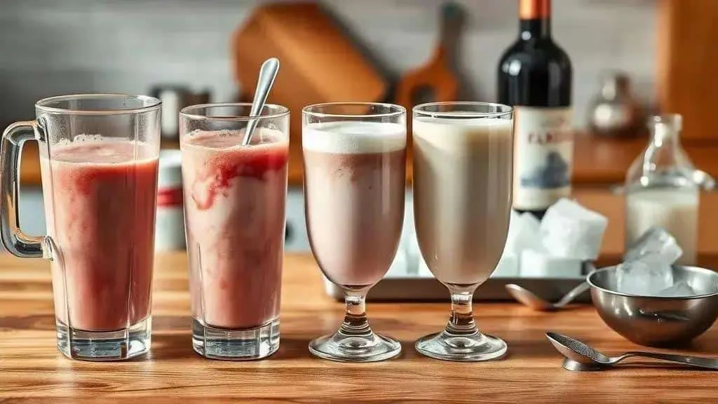 Creamy pink wine batida served in glasses