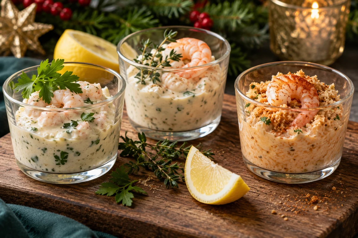 Creamy prawn starter variations with herbs and toasted breadcrumbs Creamy prawn starter variations with herbs and toasted breadcrumbs