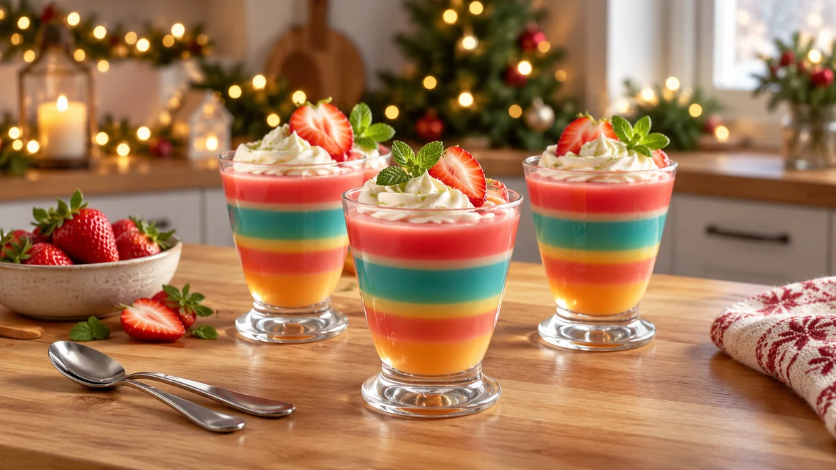 Decorating individual layered jelly desserts