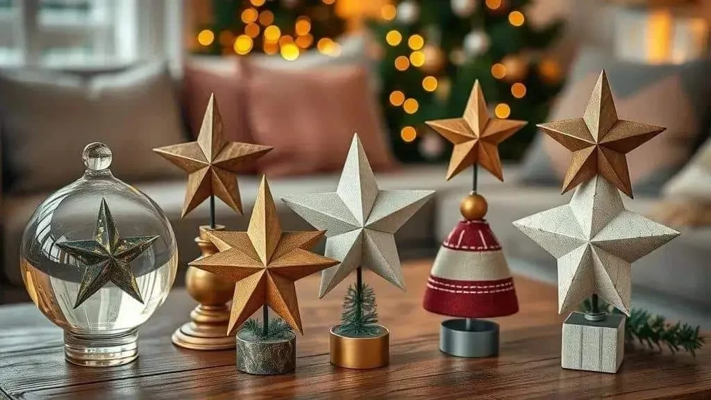 Decorative star ornaments arranged on a table