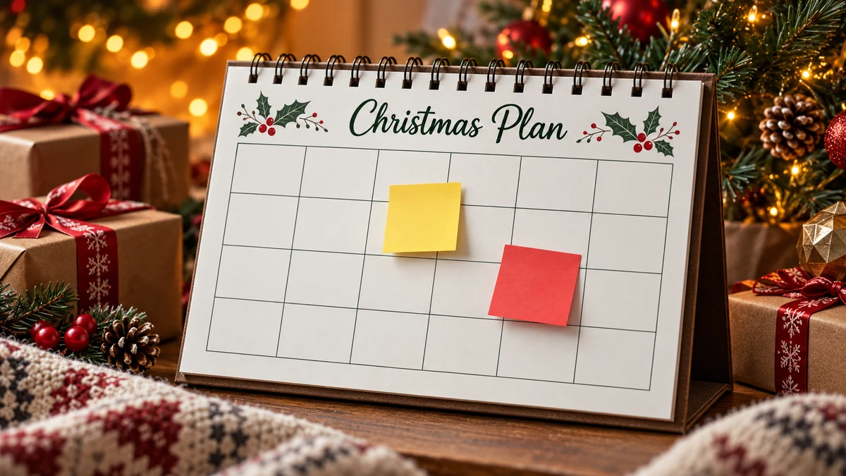 Desk planner headed Christmas Plan with a simple blank grid Desk planner headed Christmas Plan with a simple blank grid