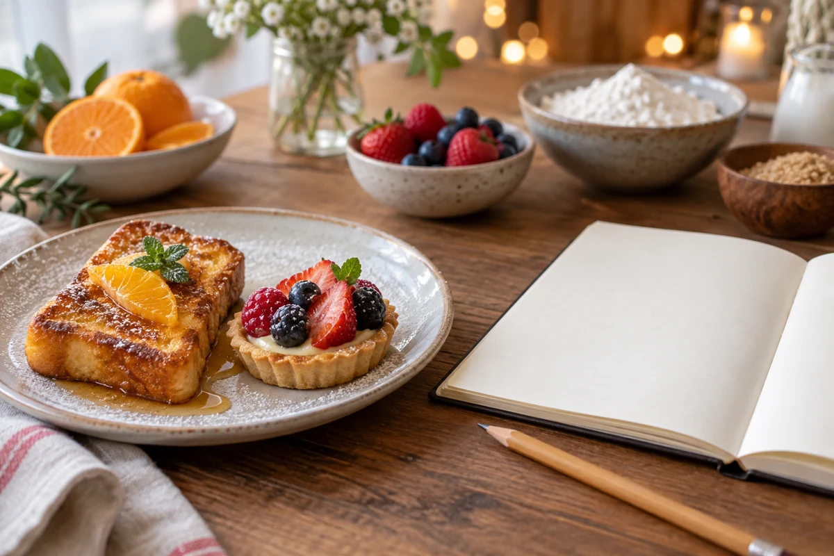Dessert ingredients on a kitchen worktop