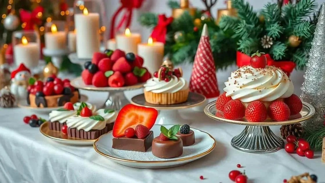 Desserts arranged for a Christmas celebration