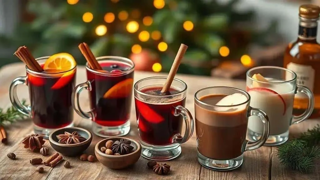 Different warm festive drink variations
