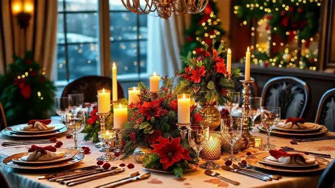 Dining table decorated for a festive meal