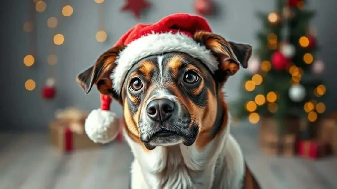 Dog wearing a Santa hat