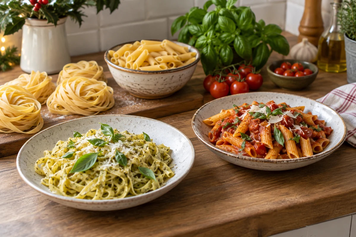 Dry and cooked pasta portions