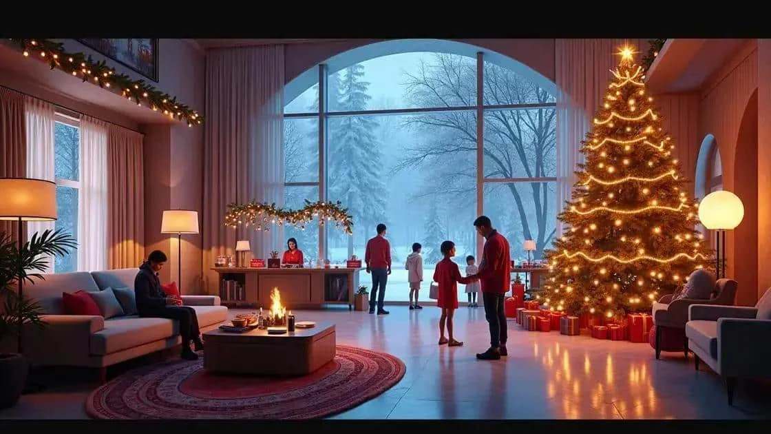 Families in a festive hotel lounge Families in a festive hotel lounge