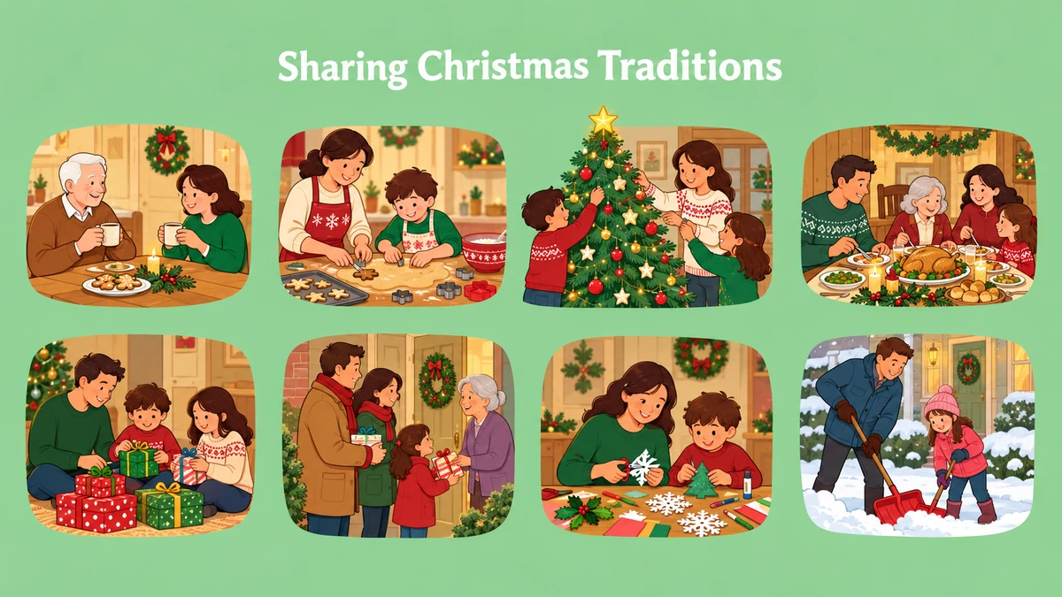 Families sharing varied Christmas traditions