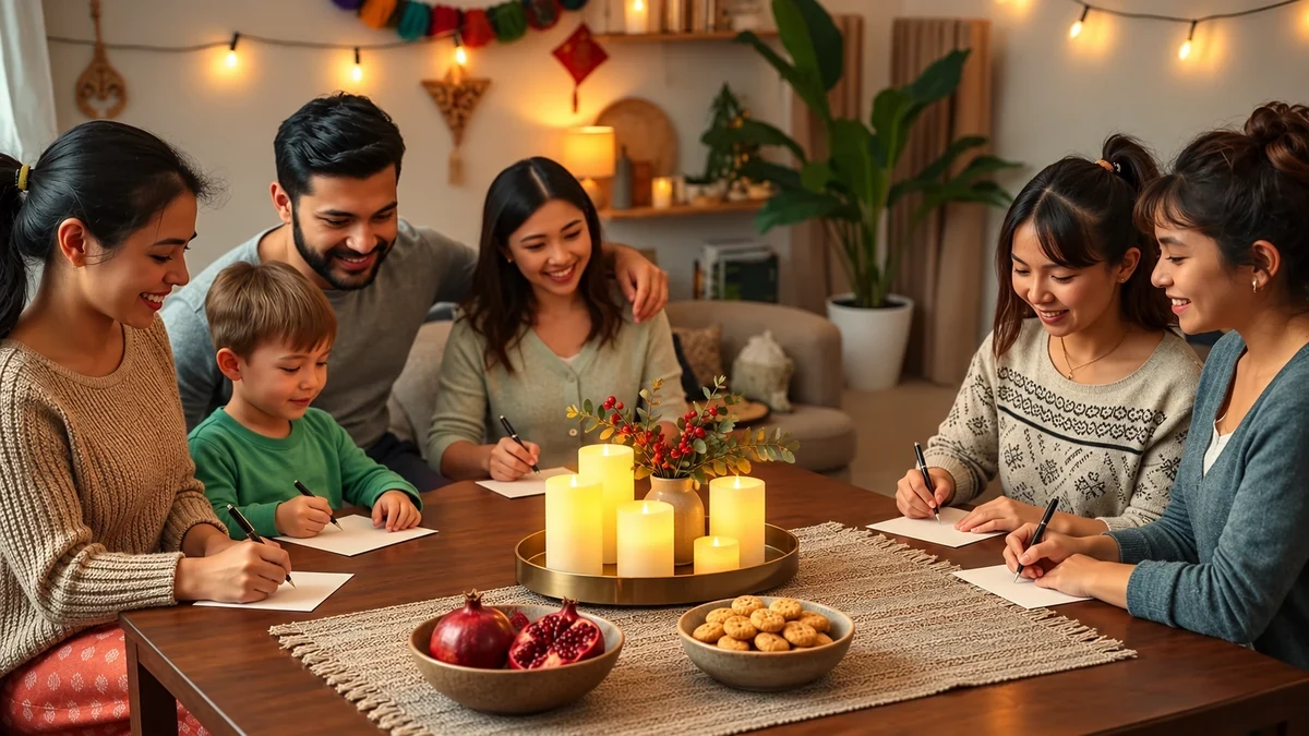 Family gathering to write wishes for the New Year