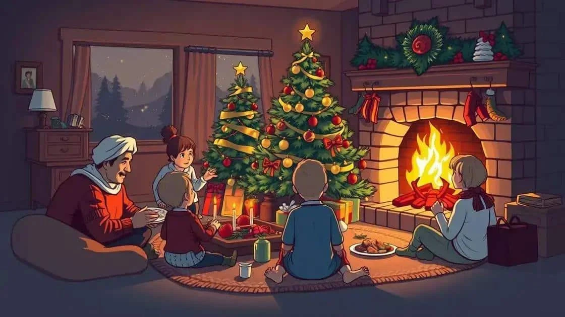 Family listening to a Christmas story