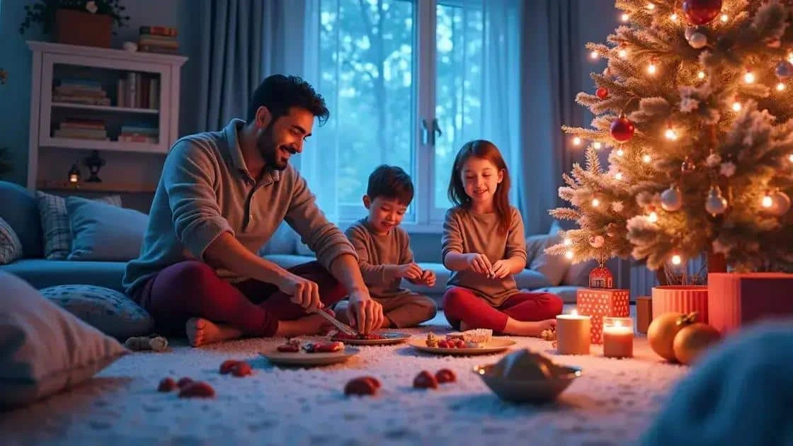 Family making seasonal crafts together