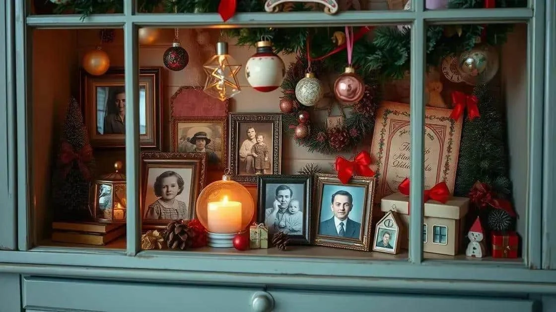 Family photographs displayed at Christmas