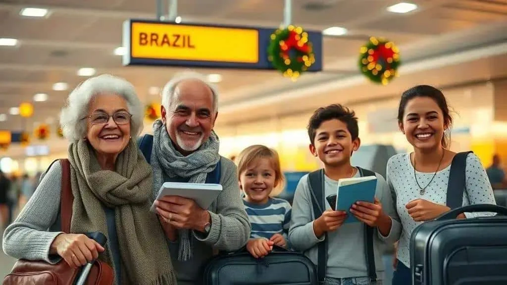 Family preparing to travel to Brazil at Christmas