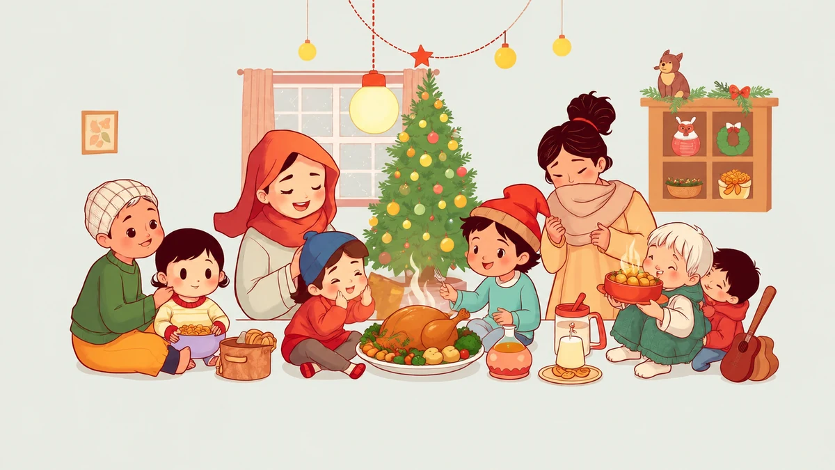 Family sharing a Christmas meal Family sharing a Christmas meal