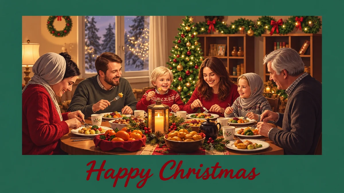 Family sharing a Christmas meal