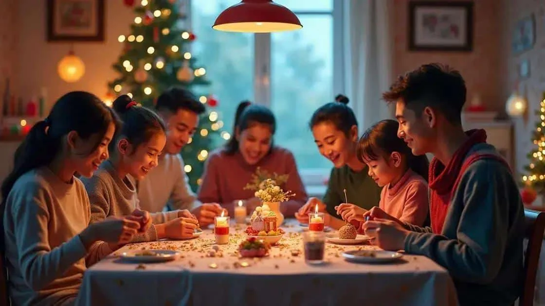 Family sharing a Christmas meal at home