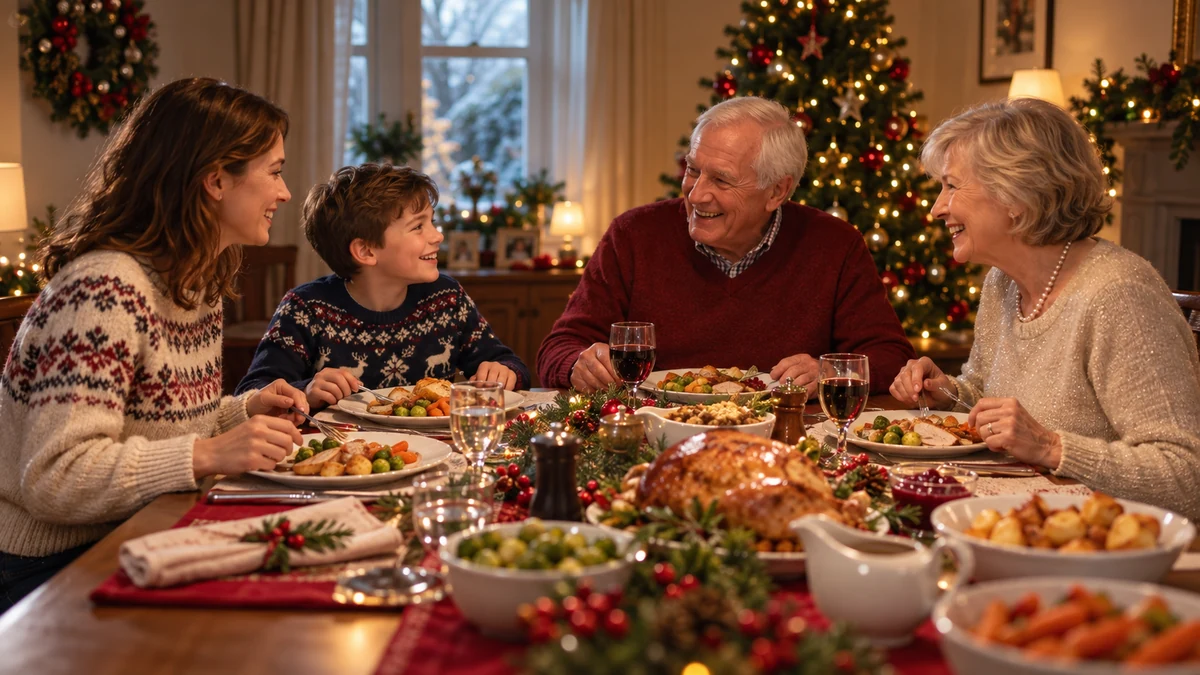 Family sharing a Christmas moment