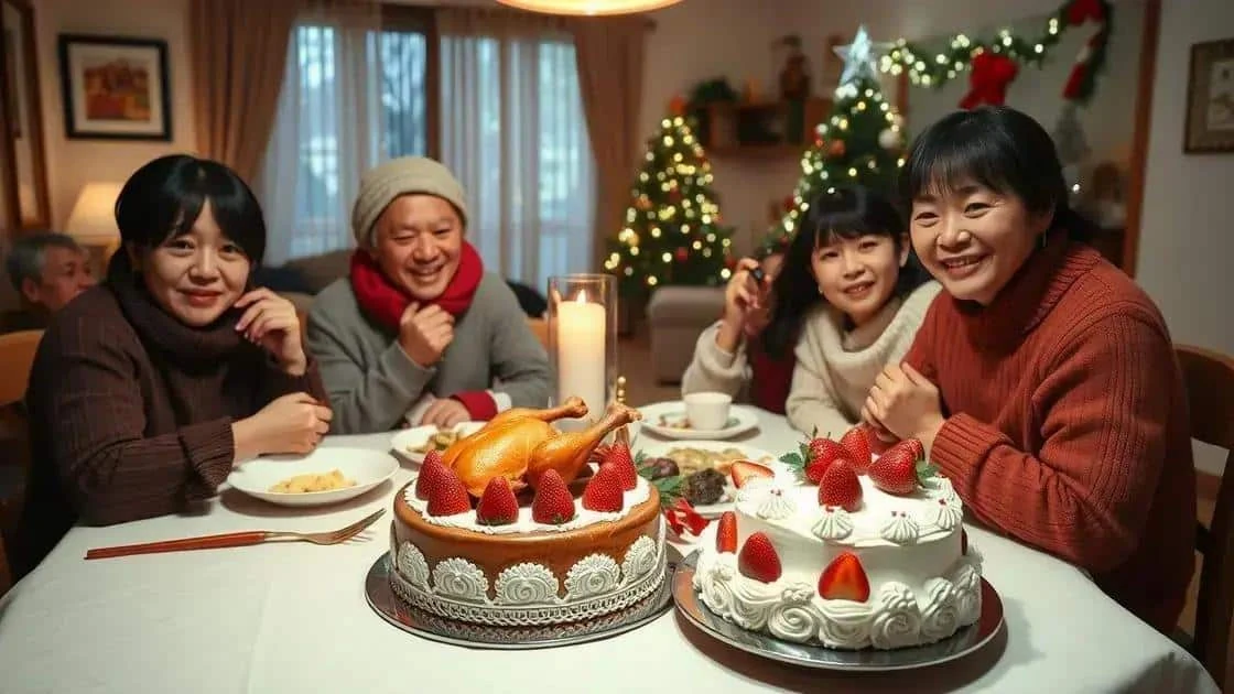 Family sharing Christmas cake Family sharing Christmas cake