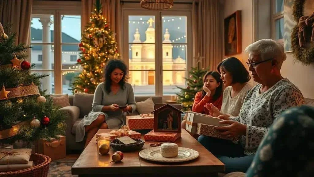 Family sharing Christmas presents in Brazil Family sharing Christmas presents in Brazil