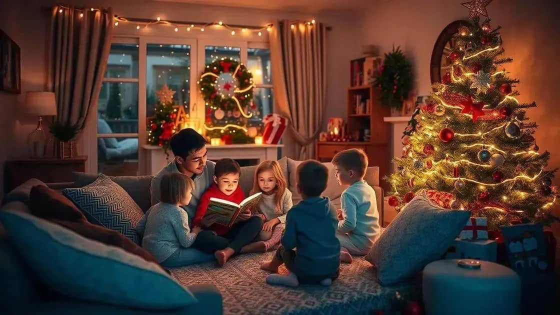 Family sharing Christmas stories