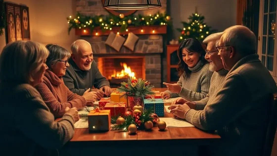 Family sharing memories around a Christmas table Family sharing memories around a Christmas table