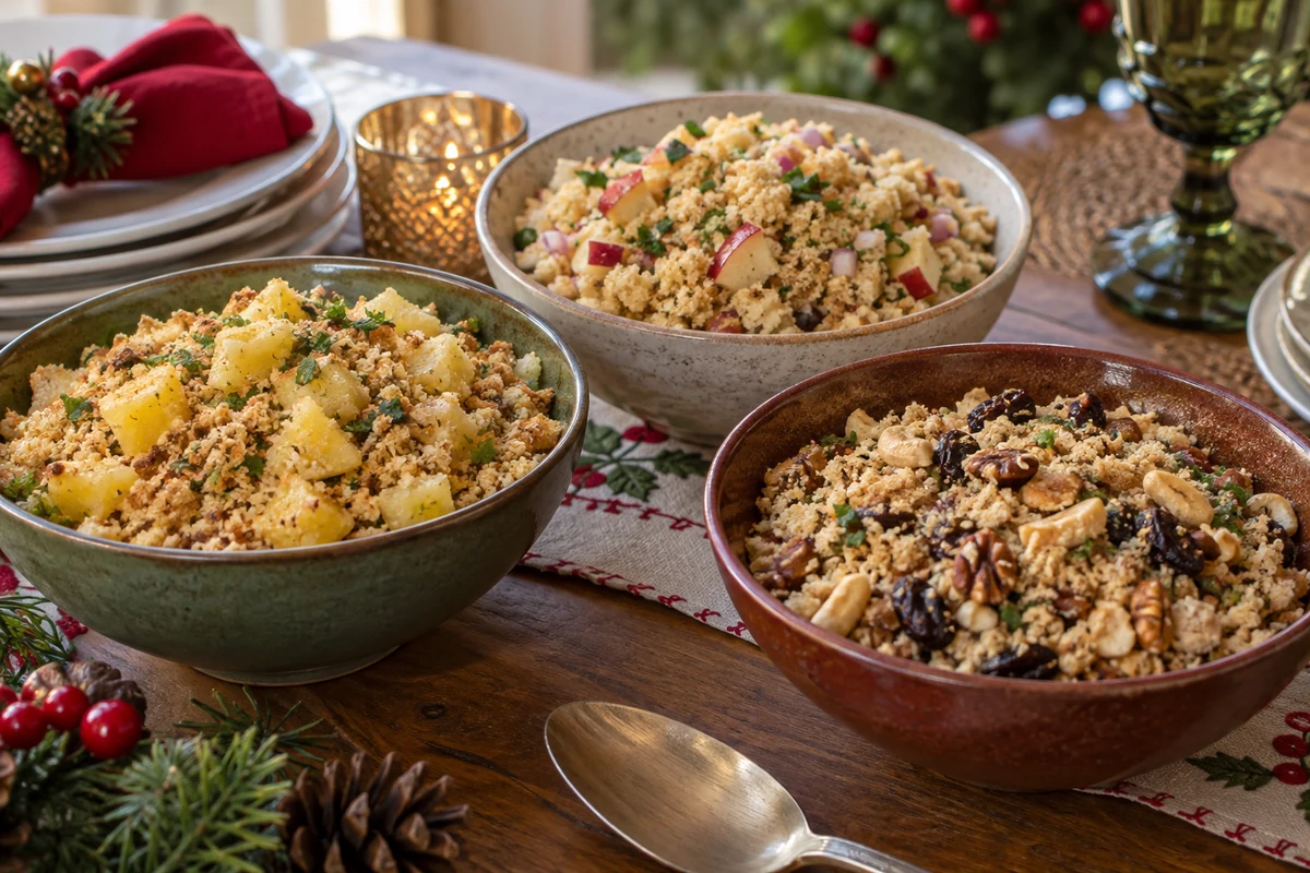 Farofa variations with pineapple, apple and dried fruit