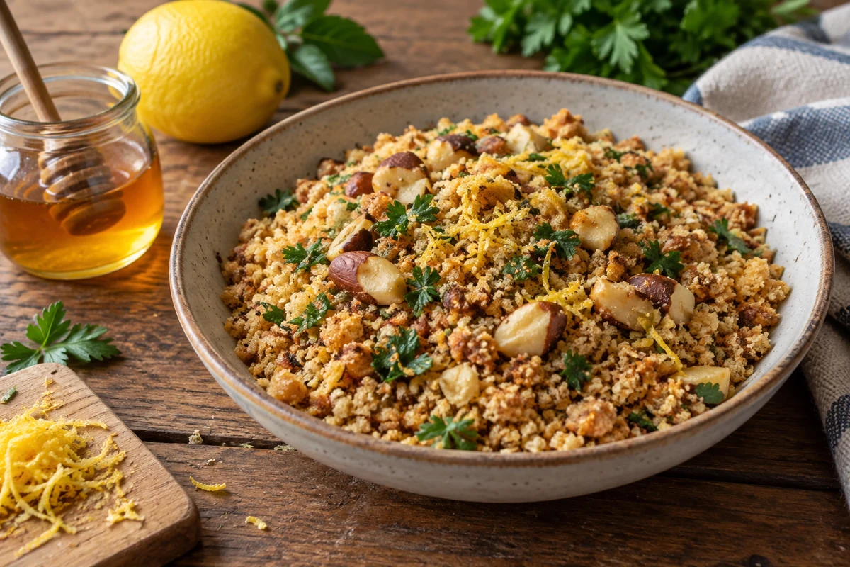 Farofa with nuts, honey and lemon