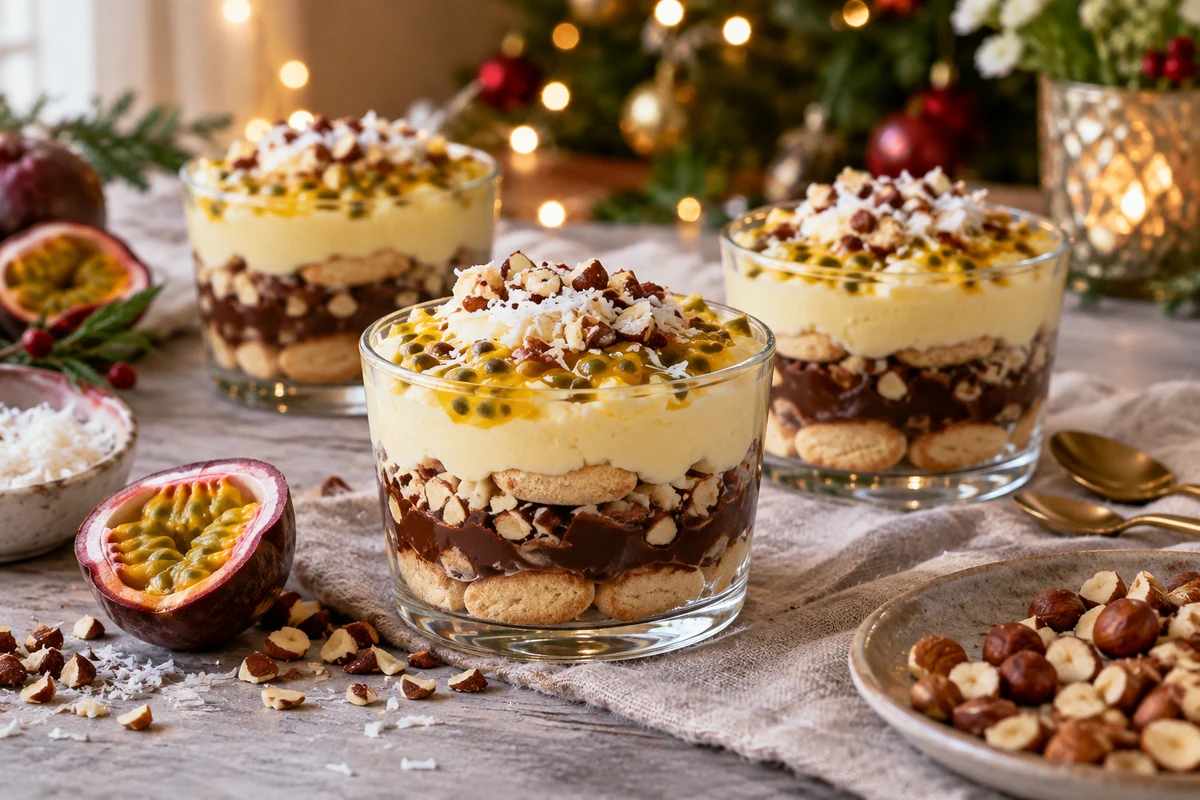 Festive Brazilian pave dessert selection