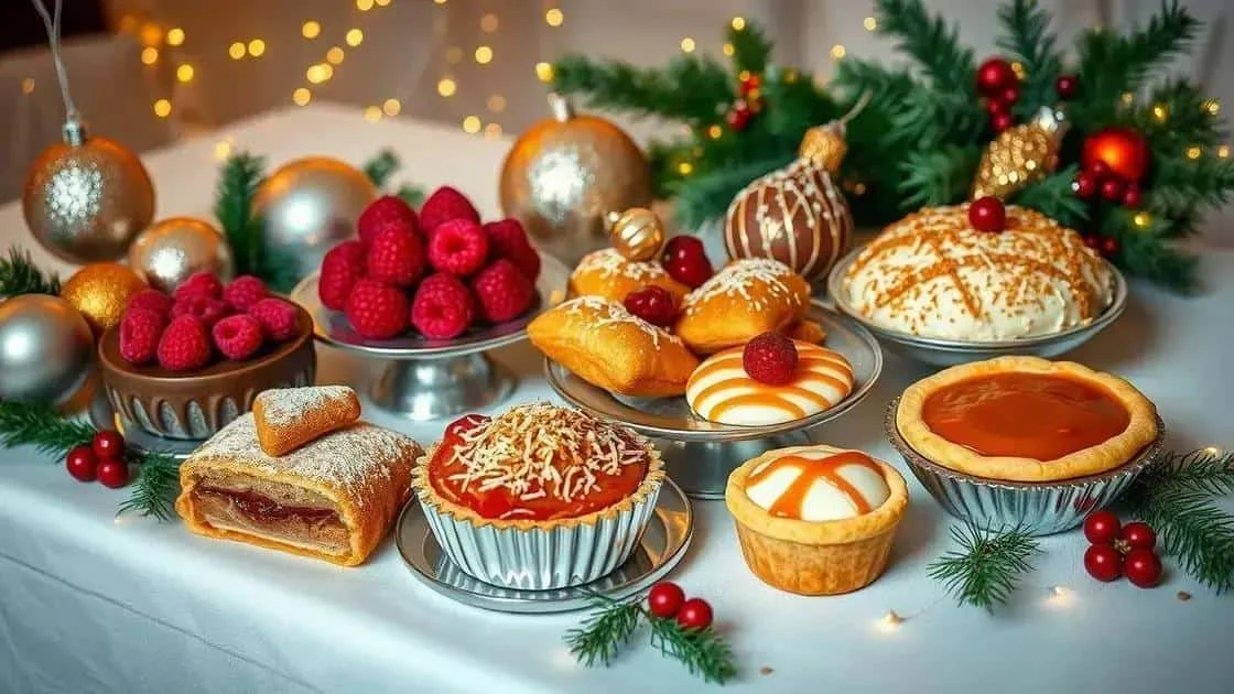 Festive cakes pastries and berries