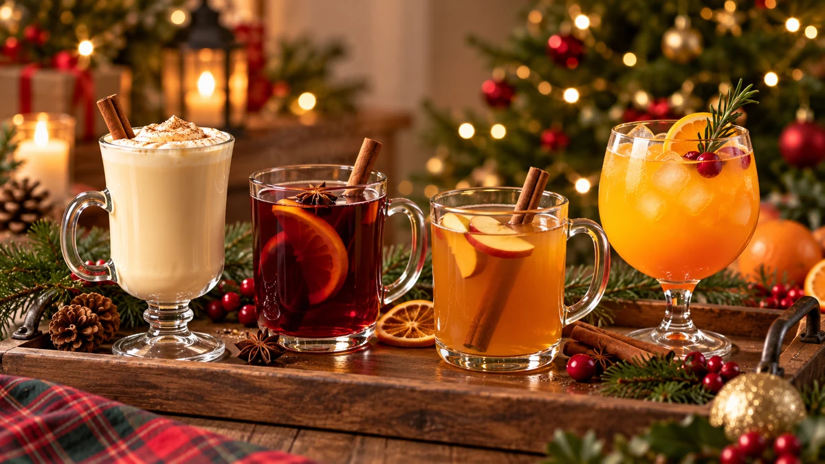 Festive drinks arranged on a table Festive drinks arranged on a table