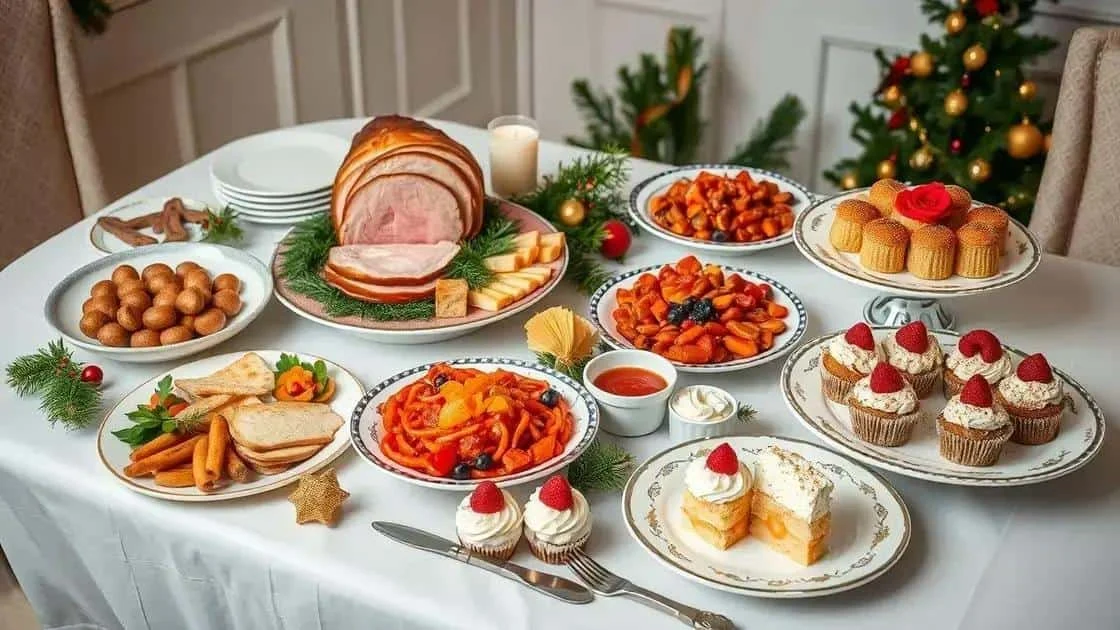 Festive food displayed on serving plates