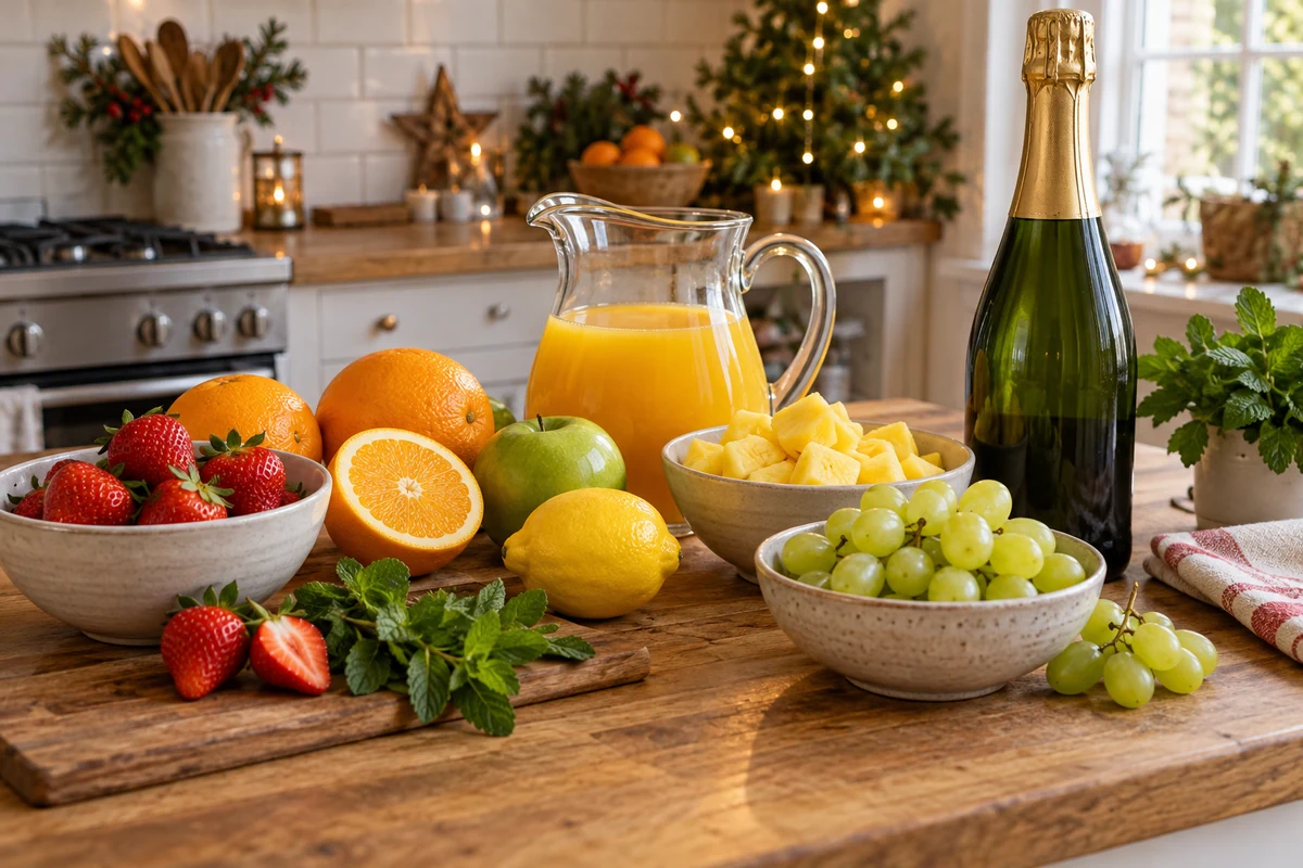 Festive fruit punch in a glass serving bowl