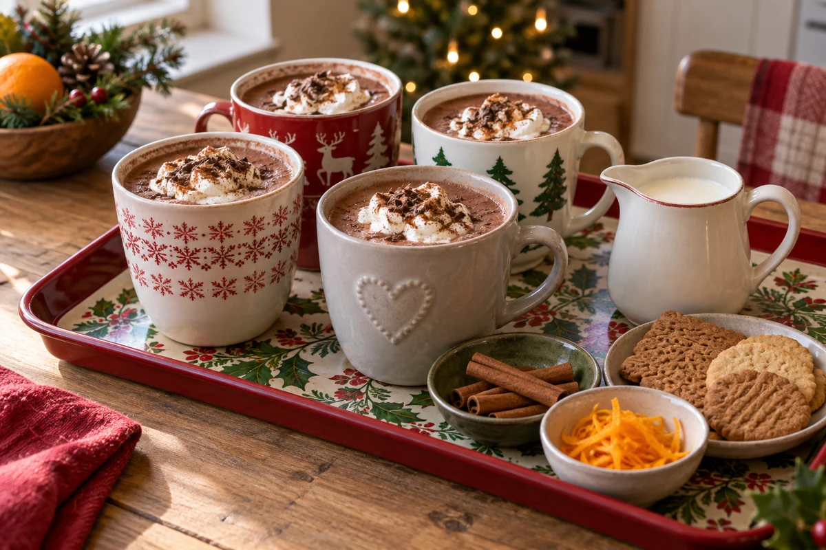 Festive hot chocolate serving tray