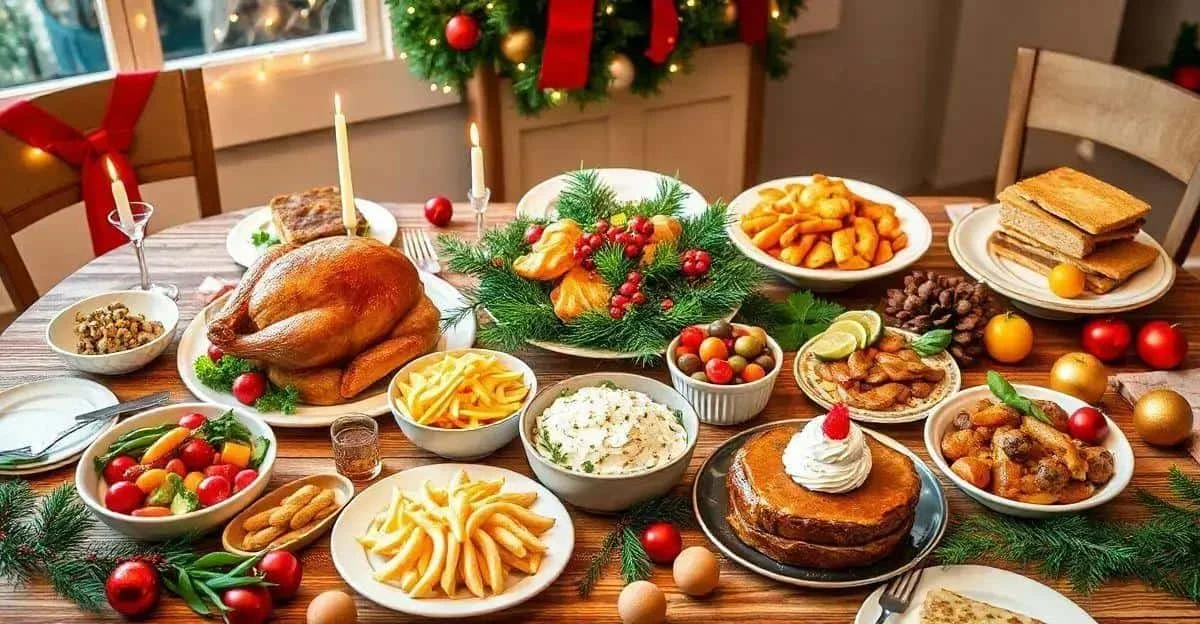 Festive meal with roast poultry and colourful sides