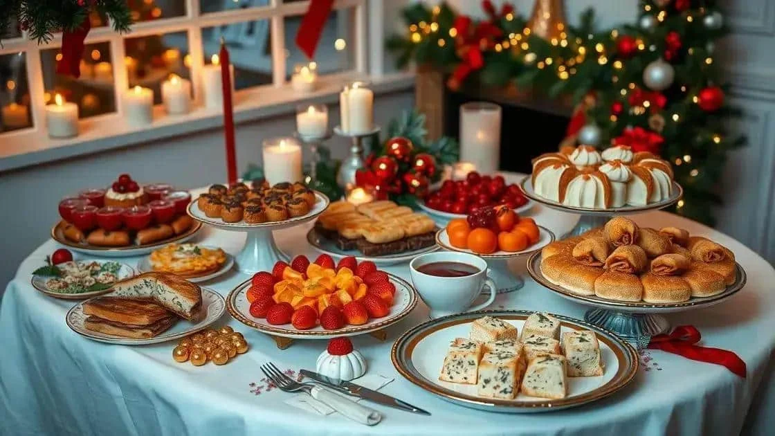 Festive meal with starters and desserts