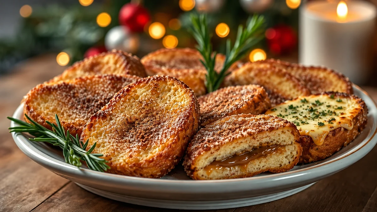 Festive platter of cinnamon-sugar, caramel-filled and savoury rabanada