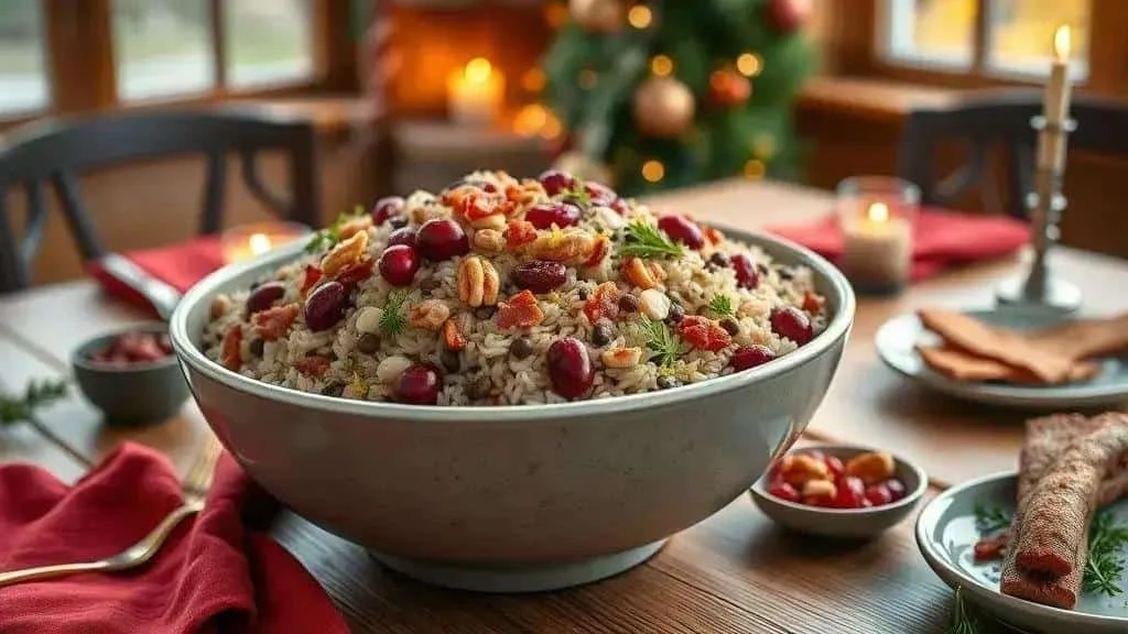 Festive rice and lentils with nuts and fruit